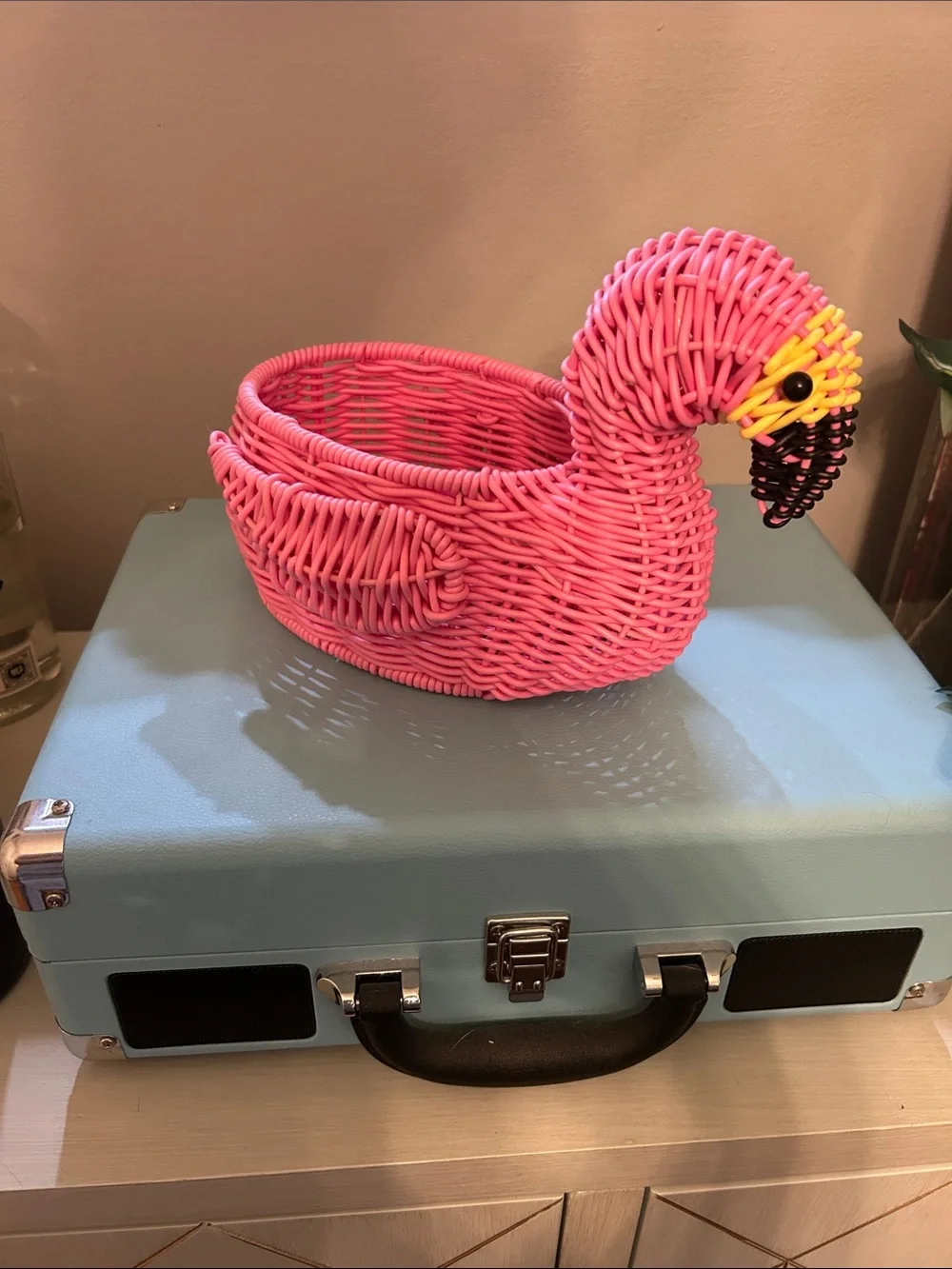 Pink Flamingo Woven Basket - Decorative Storage